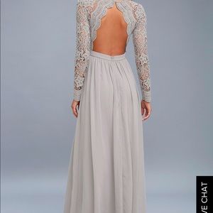 Lulu’s awaken my love grey maxi dress lace